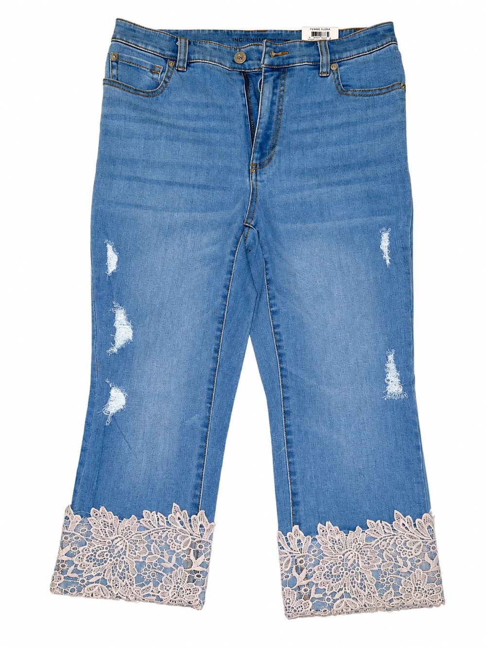 I.N.C. International Concepts Petite High Rise Lace Hem Crop Jeans 8P NWT